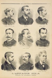 ゾラ事件：主な目撃者、1898年2月27日、ルプチジャーナルの図解された補足からの図解 作： French School